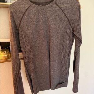 Figs Brown Raglan Long Sleeve Fitted Tee